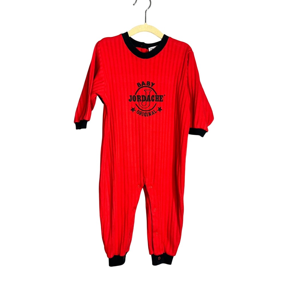 Jordache Vintage Ribbed Romper Size‎ 24 Months Boy Girl Red Navy